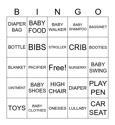 JAS / SMYRA     BABY SHOWER Bingo Card