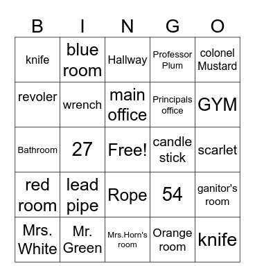 Clue Bingo Card