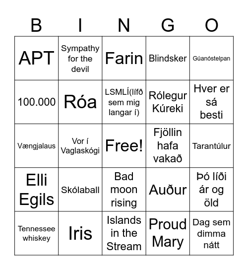 Lundarskóli Bingo Card