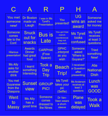 CARPHA CONFERENCE 2025 Bingo Card