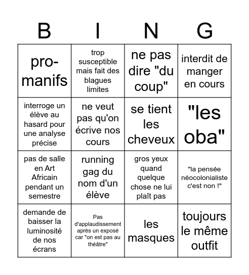 Laurick Zerbini Bingo Card