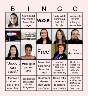 Day In the Life of Support Bingo Card