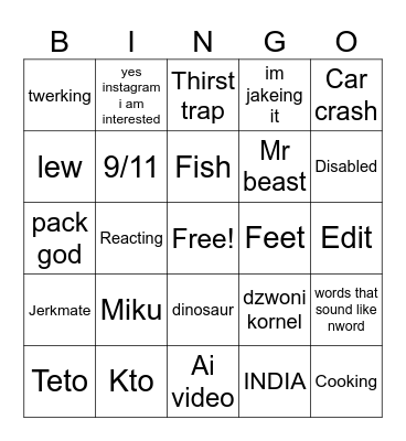 INSTAGRAM REELS BINGOOOOO Bingo Card