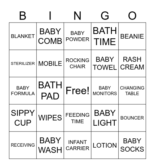 JAS/SMYRA BABY SHOWER Bingo Card