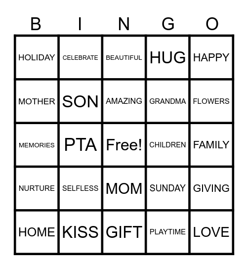 MOTHER'S DAY Bingo Card