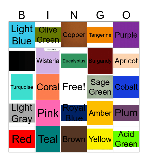 Colors Bingo Card