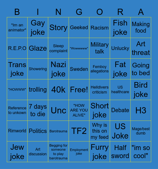 Addonwhy bingo Card