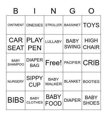 JAS/SMYRA BABY SHOWER Bingo Card