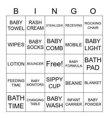 JAS/SMYRA BABY SHOWER Bingo Card