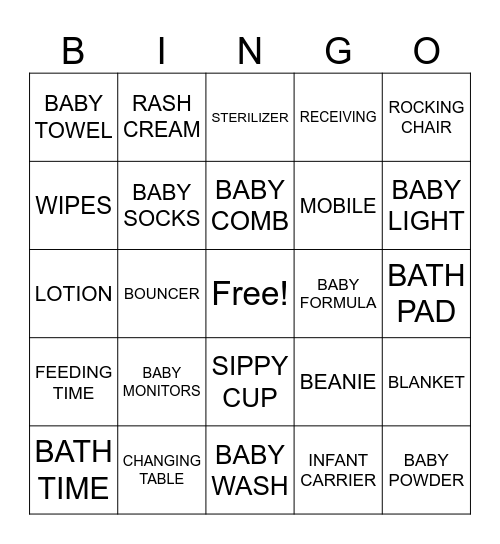 JAS/SMYRA BABY SHOWER Bingo Card