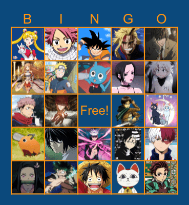 Anime Bingo Card