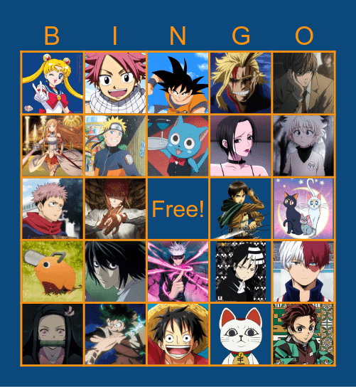Anime Bingo Card