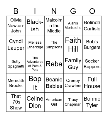 Moms & 90s Toys Bingo Card