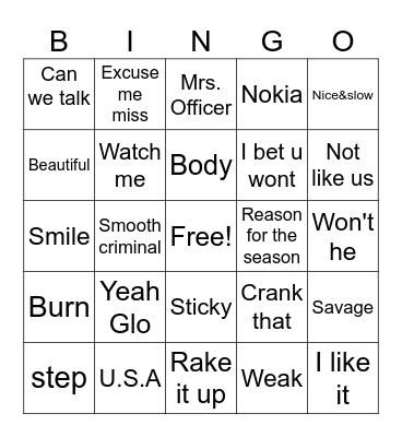 LET,S PARTY Bingo Card
