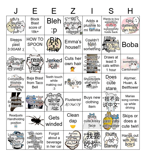 Jeezish Bingo <333 Bingo Card