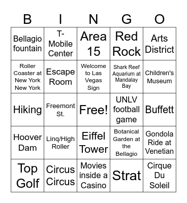 Where Have You Been Bingo Card