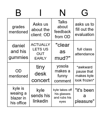 intersections bingo Card