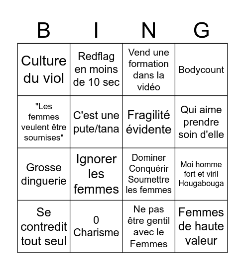 Mascu Fragile Bingo Card