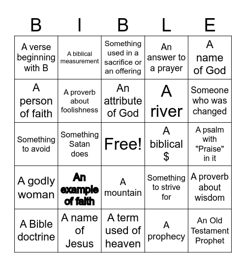 BIBLE READING BINGO Card