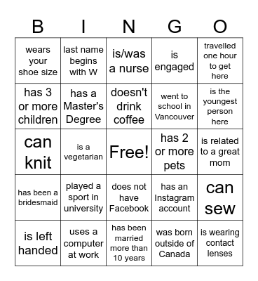 Mother's Day Bingo Card