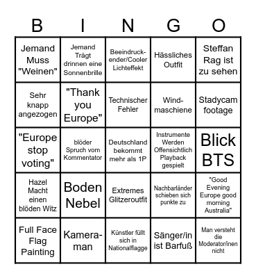 ESC 2025 Bingo Card