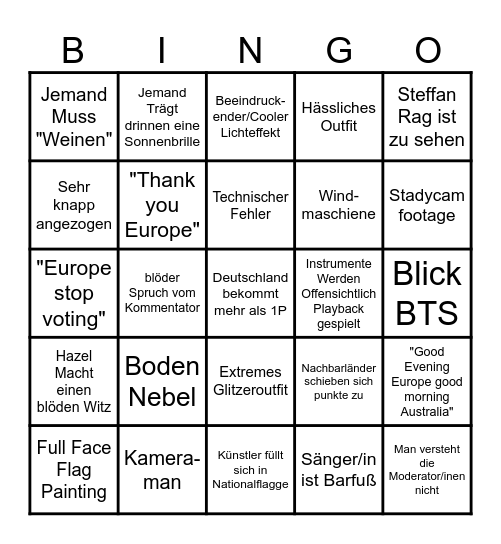 ESC 2025 Bingo Card