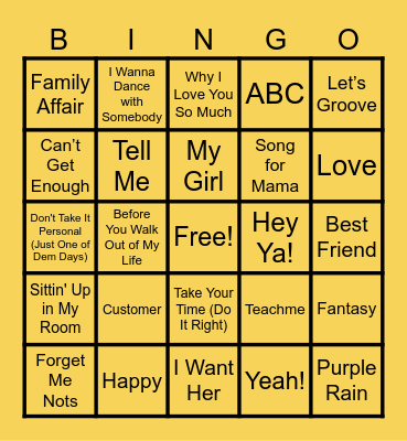 Mama And Me Bingo Card