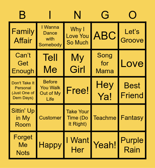 Mama And Me Bingo Card