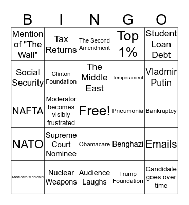 Final Presidential Debate BINGO! Bingo Card