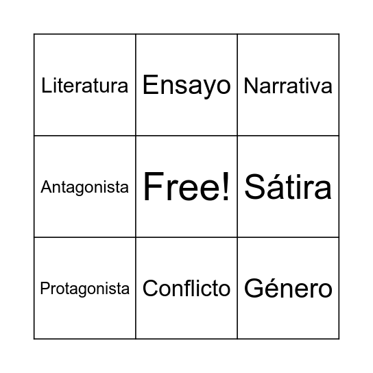 BINGO LITERARIO Bingo Card