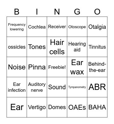 BING-EAR Bingo Card