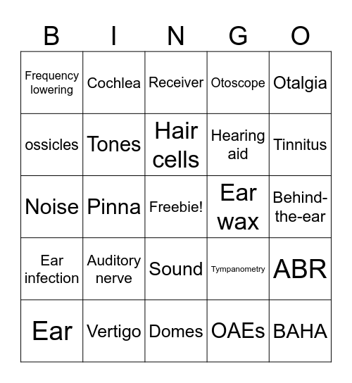 BING-EAR Bingo Card