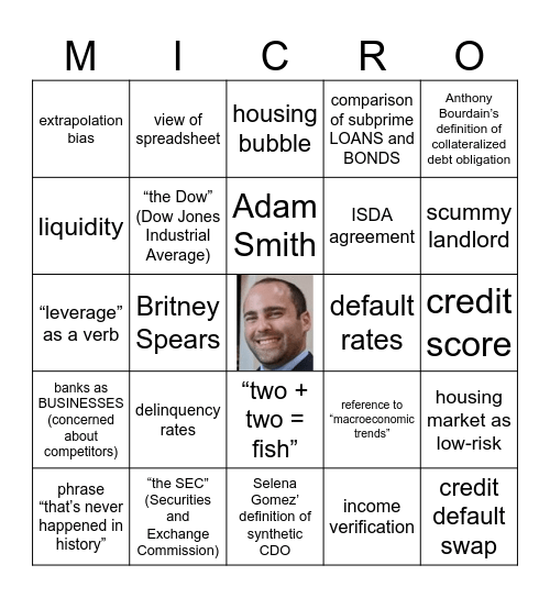 The Big Short Bingo Card