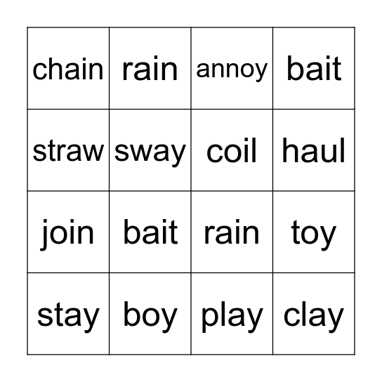 Vowel Team Bingo Card