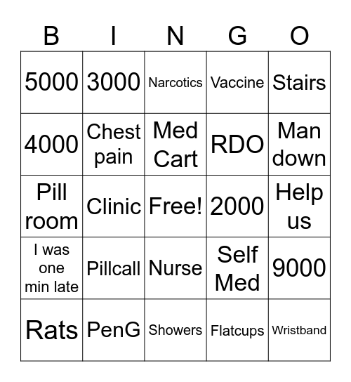 Nurse's Week Bingo Card