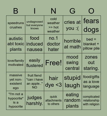 Sera Bingo Card