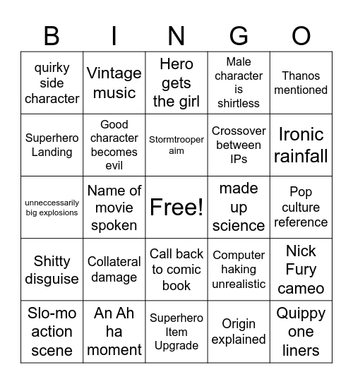 Far from Home Bingo Card