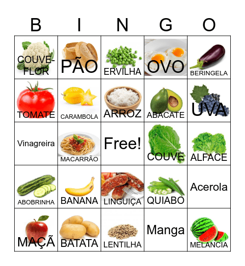 BINGO DOS ALIMENTOS Bingo Card