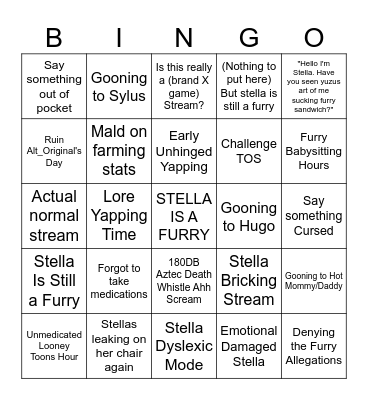 Stellas Average Stream Bingo Bonanza Bingo Card