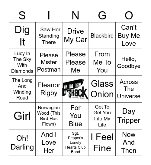 We Love Beatles Bingo Card