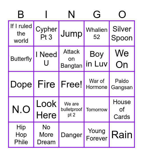 Round 1 Bingo Card