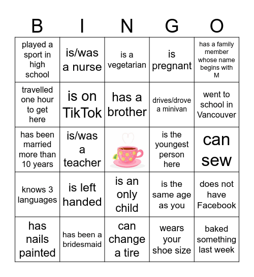 MOTHER'S DAYis Bingo Card