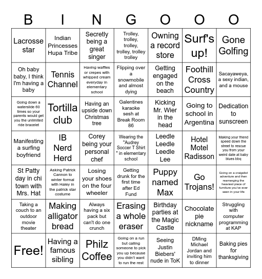 Audrey's Retro Rendezvous Bingo Card
