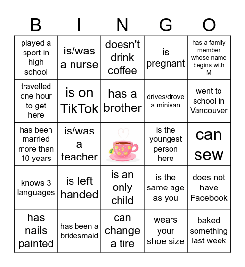 MOTHER'S DAYis Bingo Card