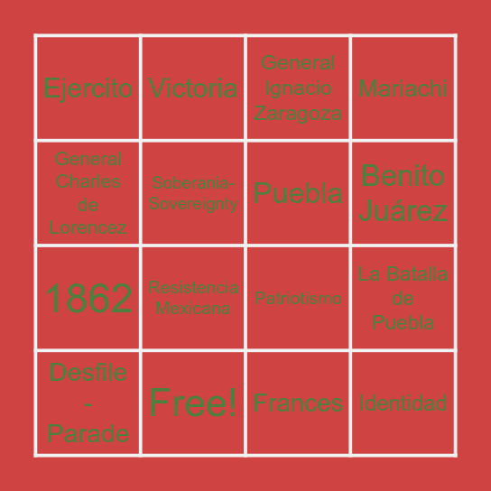 Cinco de Mayo Bingo Card