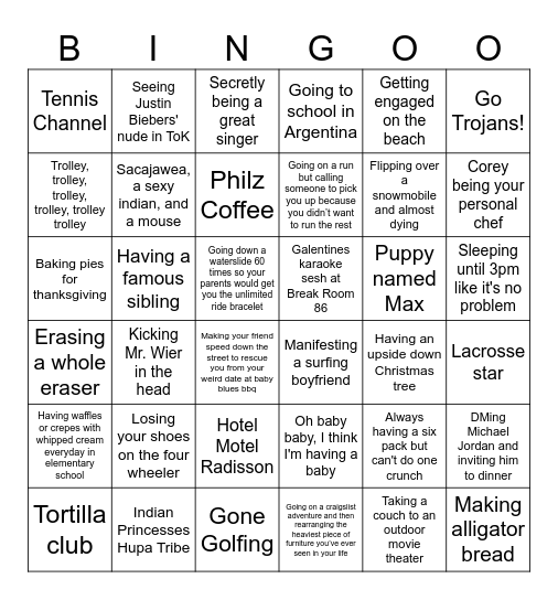 Audrey's Retro Rendezvous Bingo Card