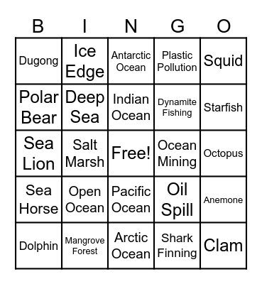MONTH OF THE OCEAN Bingo Card