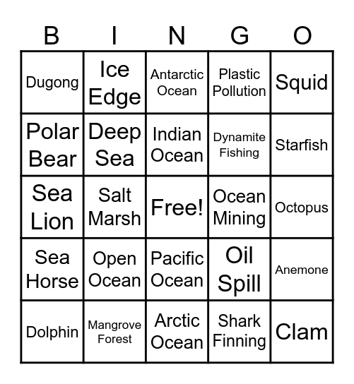 MONTH OF THE OCEAN Bingo Card