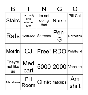 Nurses Week Bingo Card