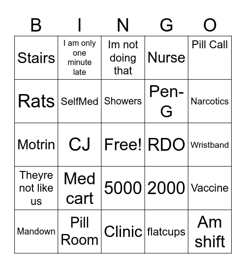 Nurses Week Bingo Card